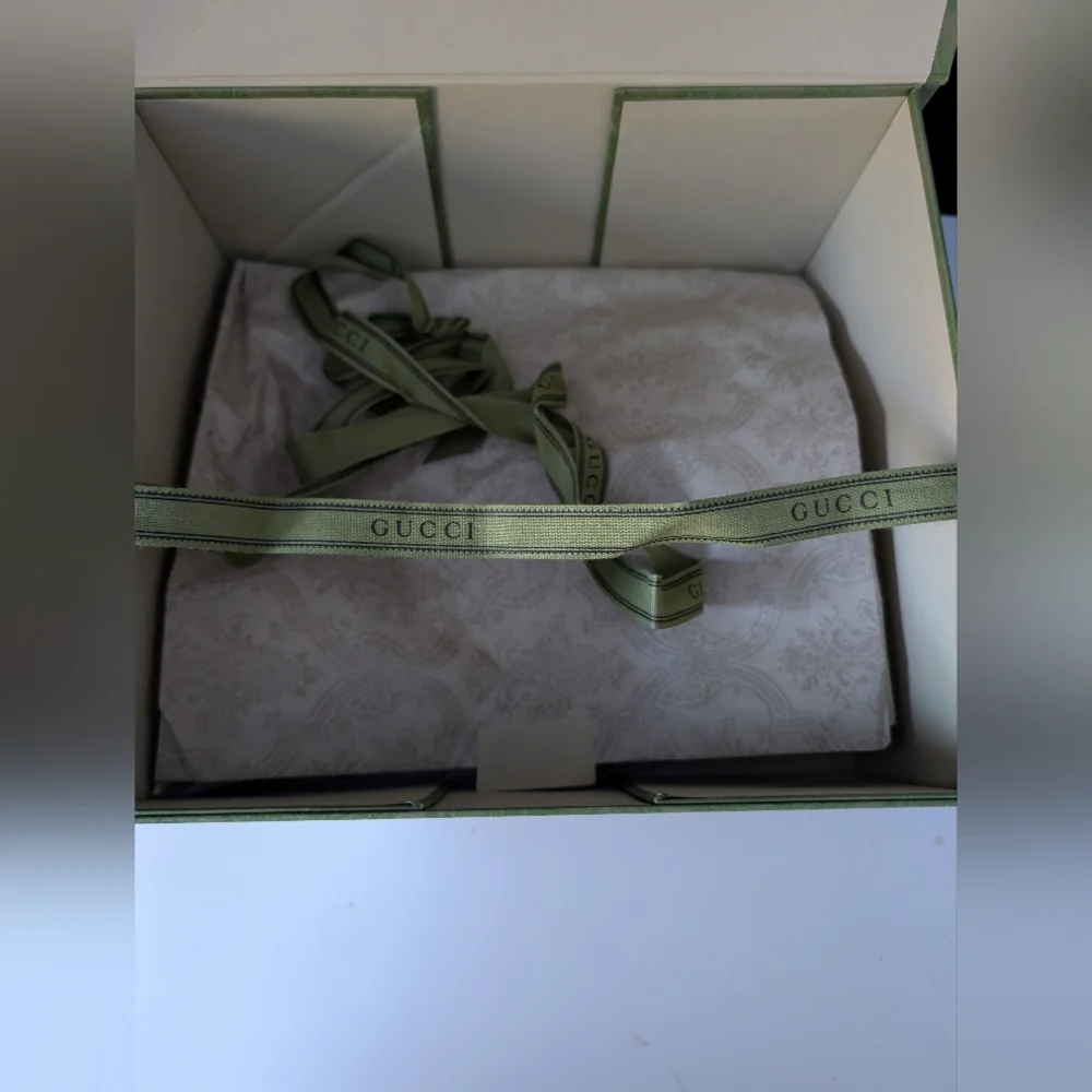 Gucci Green Paisley Gift Box, Ribbon, and Tissue Paper